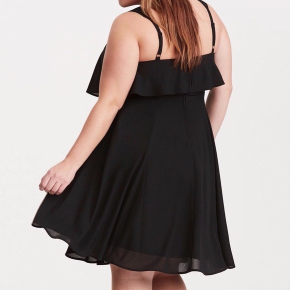 [16]Torrid Georgette Lace Illusion Skater Dress Black Plus C64586 - Picture 2 of 10
